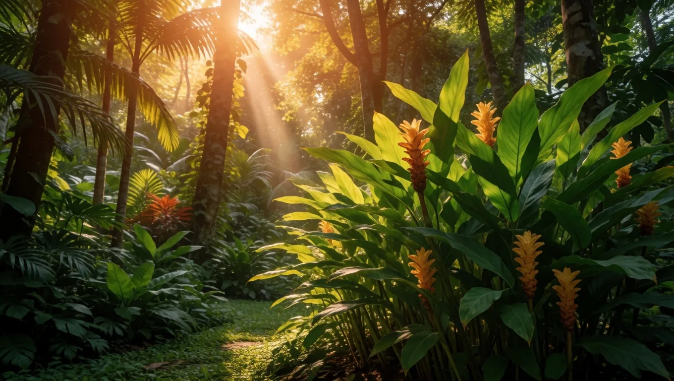 Indonesian botanical garden with medicinal plants
