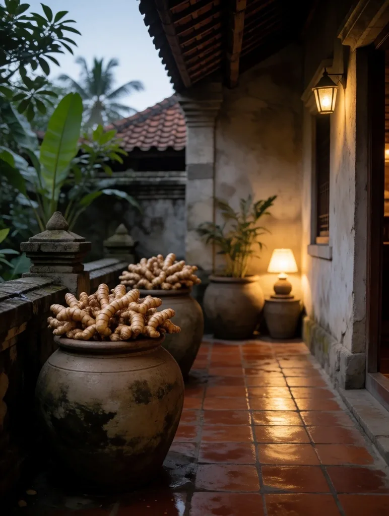 Botanical roots on a wooden workbench under amber light